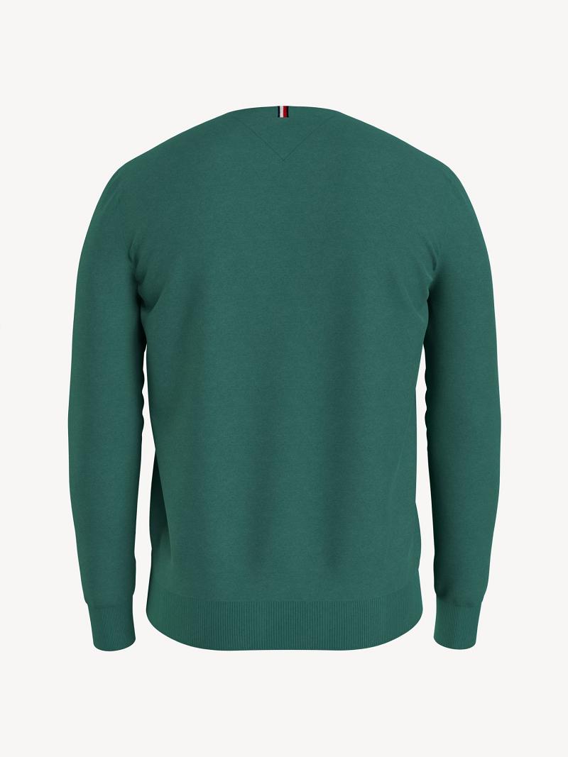 Férfi Tommy Hilfiger Essential tonal v-neck Pulóverek Zöld | HU 949MQZ